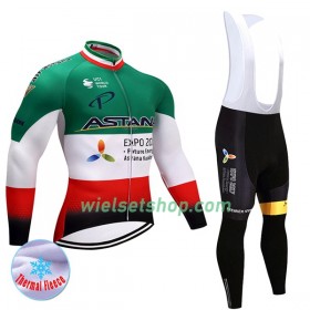 Fietskleding Dames (Fietsshirt Lange Mouw + Lange Koersbroek) 2017 Astana Pro Team N004 Winter Thermal Fleece